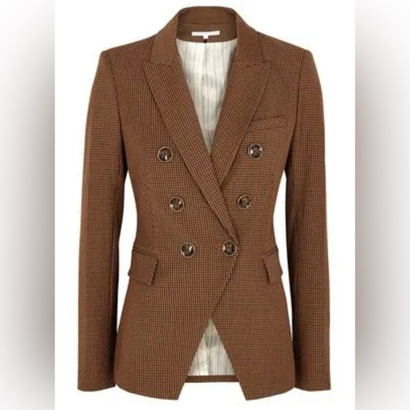 Veronica Beard Jackets & Blazers - VERONICA BEARD MILLER MICRO-GINGHAM DICKEY JACKET in Camel Brown Size 16 NWT